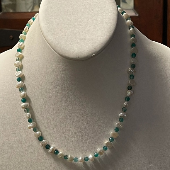 Freshwater cultured pearl 925 silver necklace - Picture 7 of 8